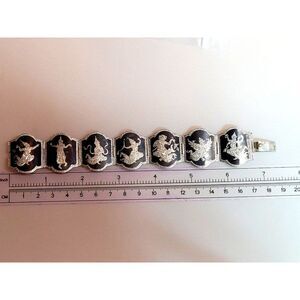 Siam Sterling Silver Niello Hinged Panel Bracelet